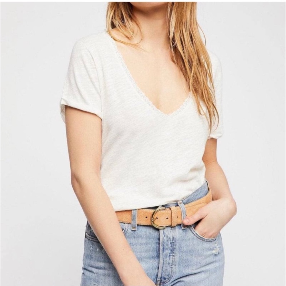 NWT Free People Saturday Linen Crochet Shirt Ivory